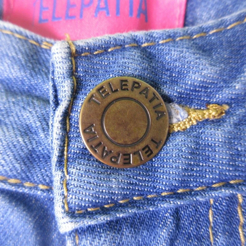 Telepatia Jeans Womens 00 Blue Side Stripe Wide Leg Bow Hem Denim 23x29 Casual